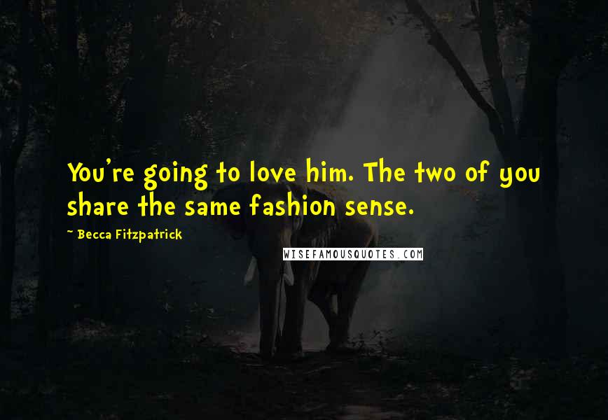 Becca Fitzpatrick Quotes: You're going to love him. The two of you share the same fashion sense.