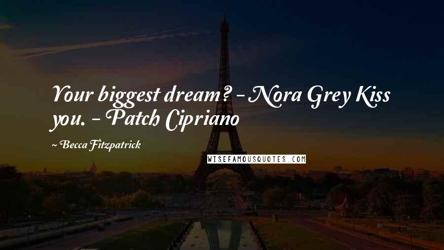 Becca Fitzpatrick Quotes: Your biggest dream? - Nora Grey Kiss you. - Patch Cipriano