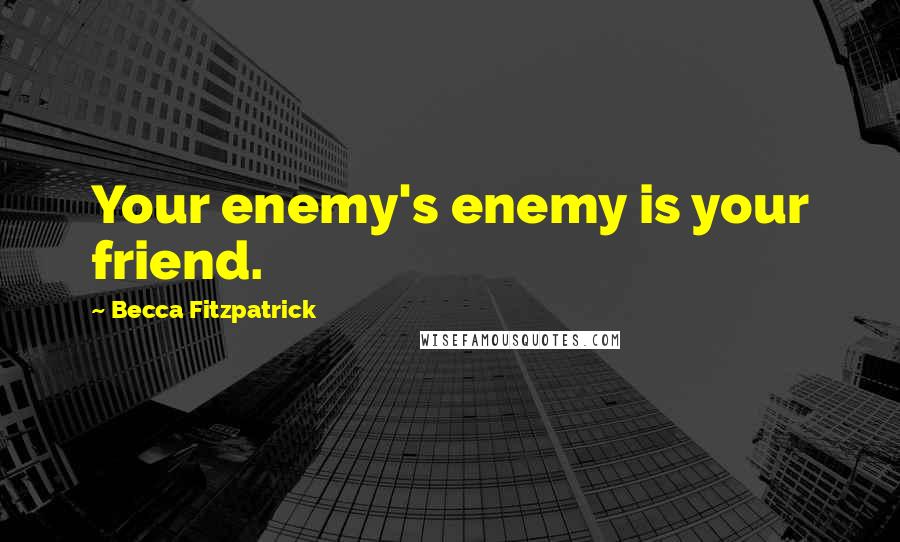 Becca Fitzpatrick Quotes: Your enemy's enemy is your friend.