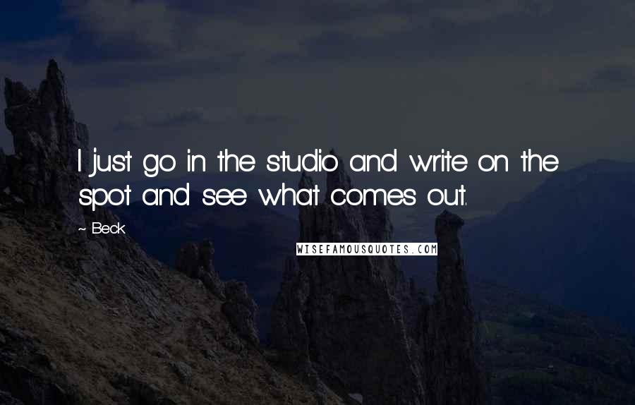 Beck Quotes: I just go in the studio and write on the spot and see what comes out.