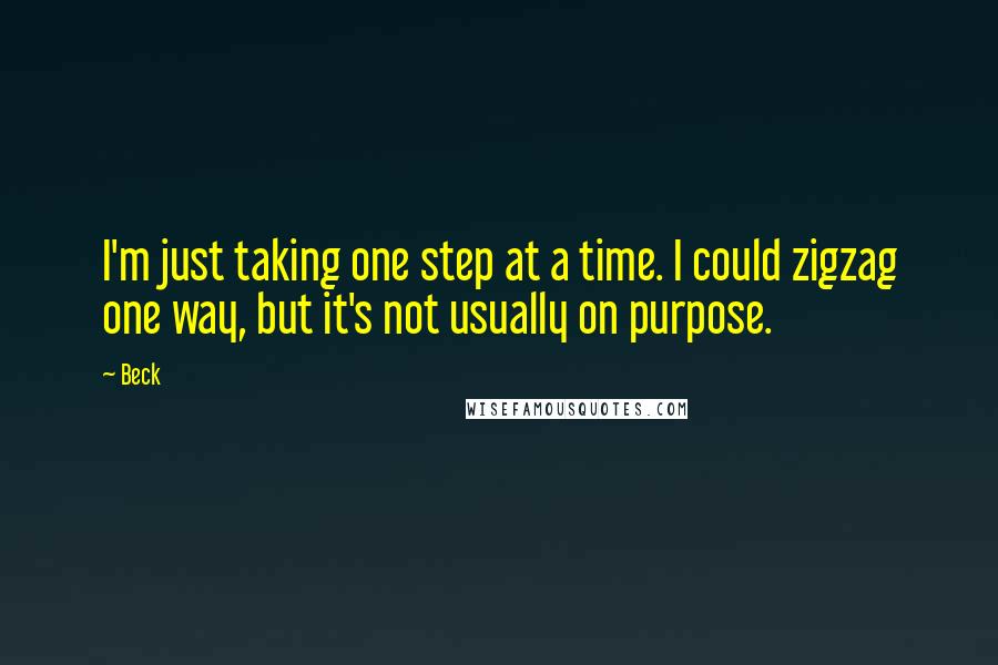 Beck Quotes: I'm just taking one step at a time. I could zigzag one way, but it's not usually on purpose.
