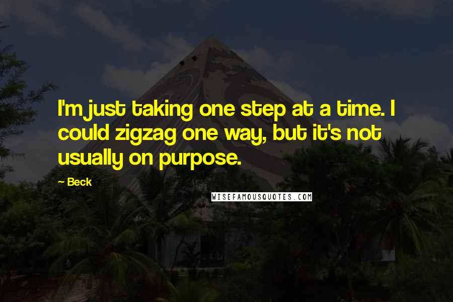 Beck Quotes: I'm just taking one step at a time. I could zigzag one way, but it's not usually on purpose.