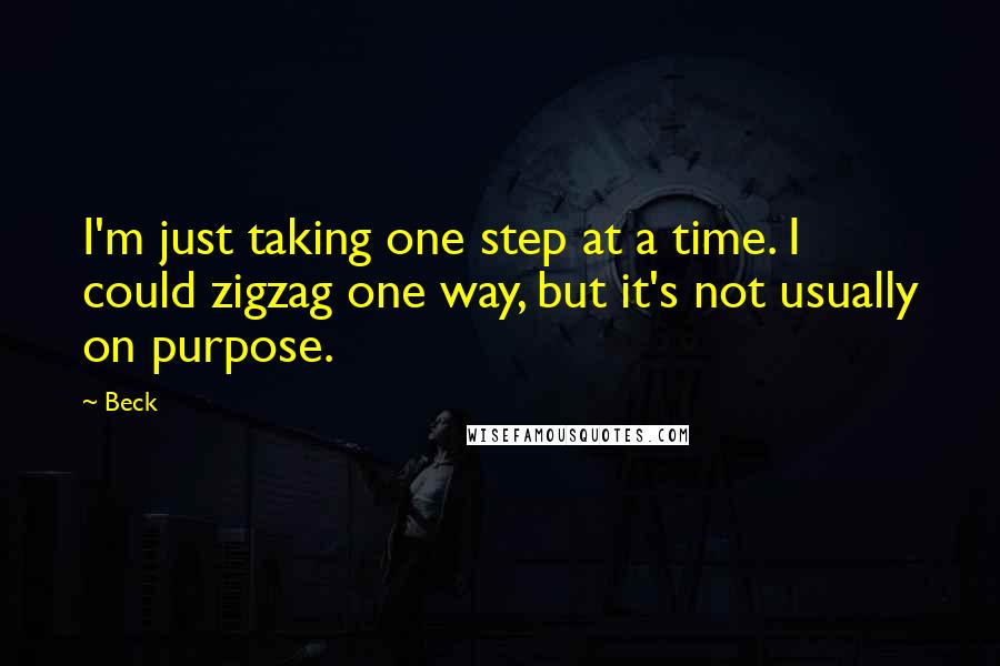 Beck Quotes: I'm just taking one step at a time. I could zigzag one way, but it's not usually on purpose.