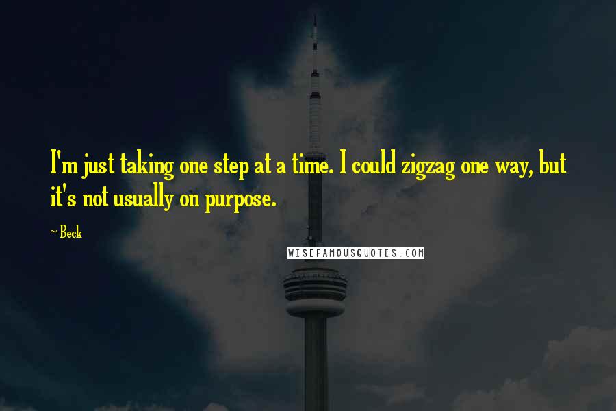 Beck Quotes: I'm just taking one step at a time. I could zigzag one way, but it's not usually on purpose.