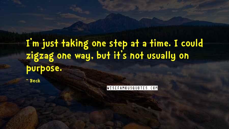 Beck Quotes: I'm just taking one step at a time. I could zigzag one way, but it's not usually on purpose.