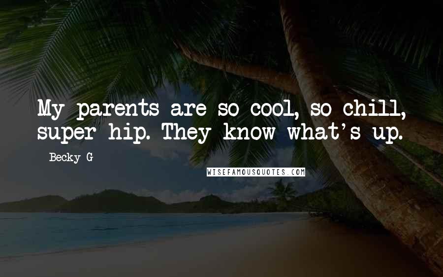 Becky G Quotes: My parents are so cool, so chill, super hip. They know what's up.