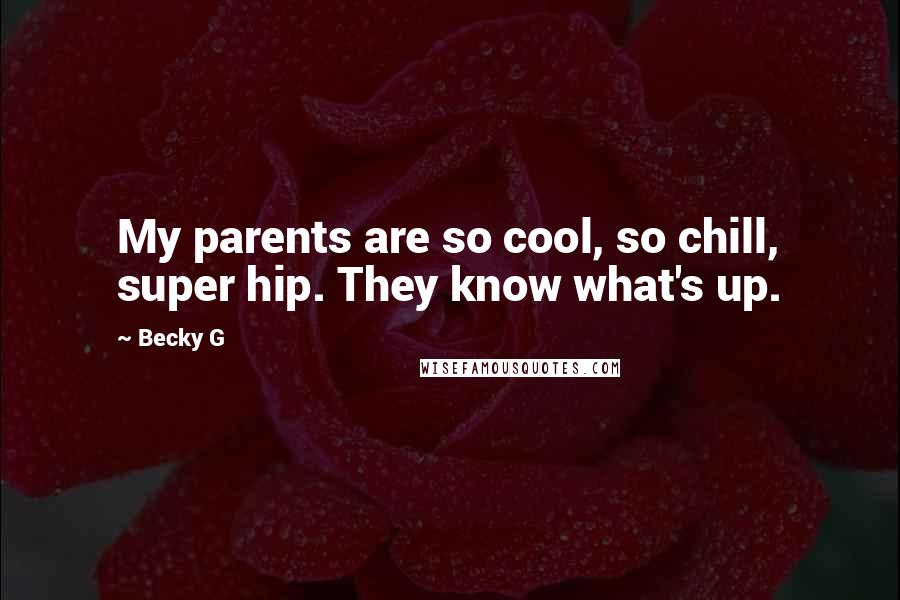 Becky G Quotes: My parents are so cool, so chill, super hip. They know what's up.