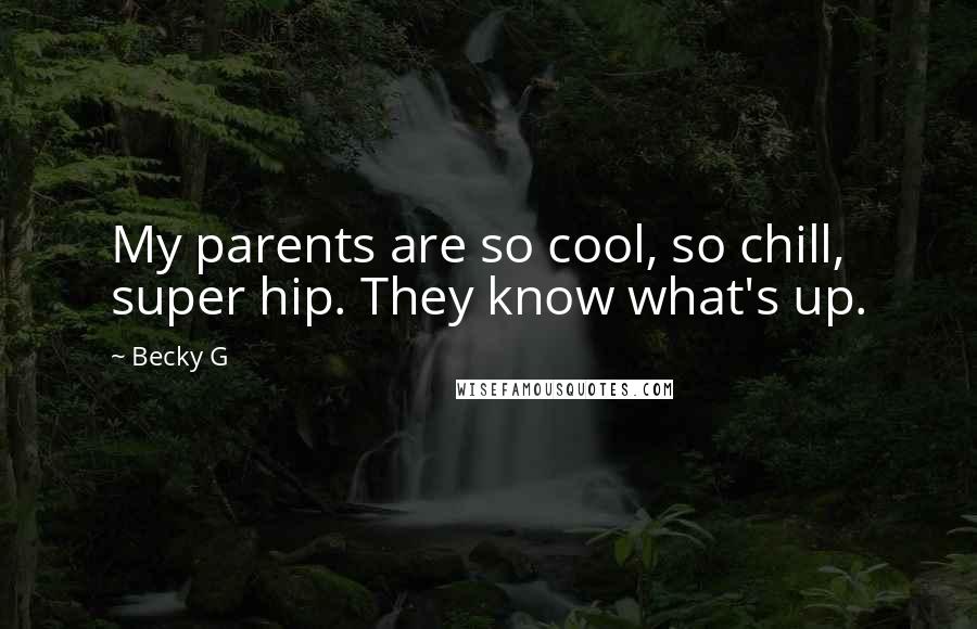 Becky G Quotes: My parents are so cool, so chill, super hip. They know what's up.