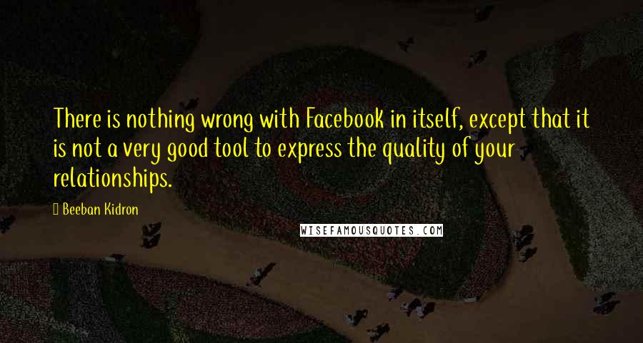 Beeban Kidron Quotes: There is nothing wrong with Facebook in itself, except that it is not a very good tool to express the quality of your relationships.