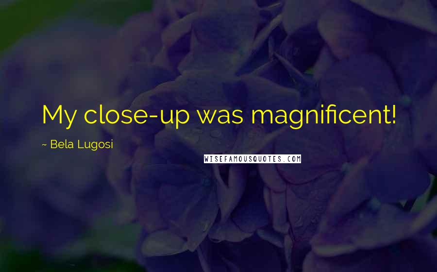 Bela Lugosi Quotes: My close-up was magnificent!