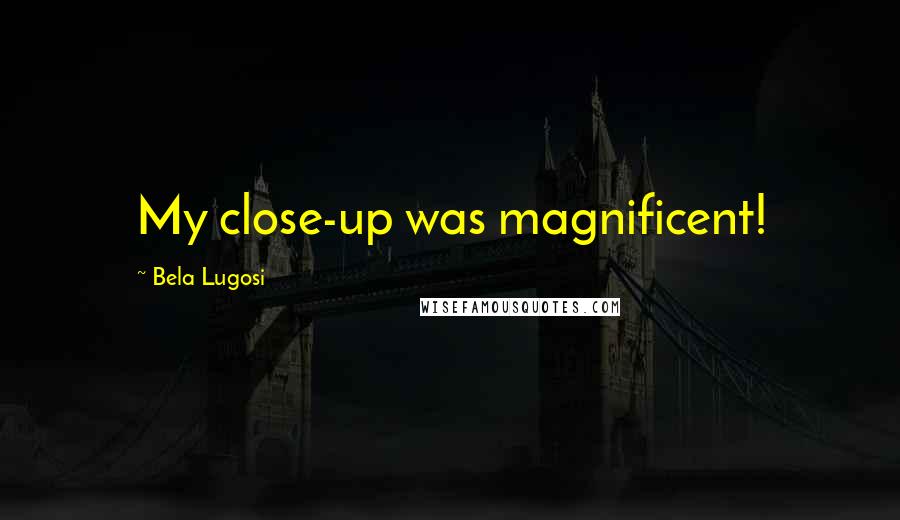 Bela Lugosi Quotes: My close-up was magnificent!