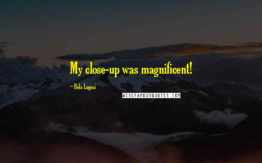 Bela Lugosi Quotes: My close-up was magnificent!