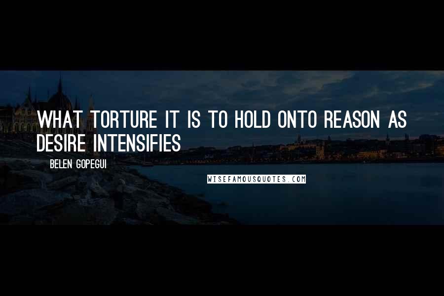 Belen Gopegui Quotes: What torture it is to hold onto reason as desire intensifies