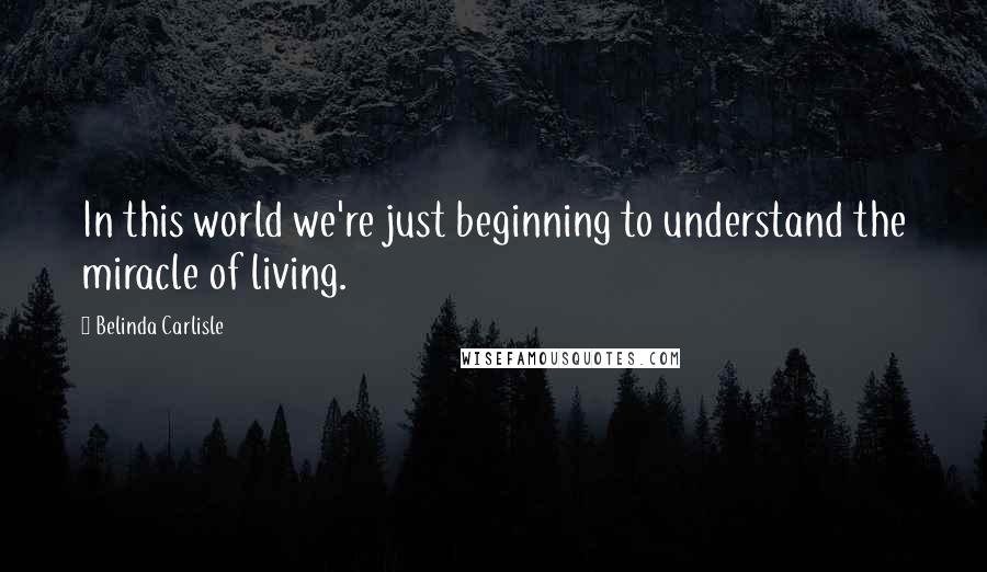 Belinda Carlisle Quotes: In this world we're just beginning to understand the miracle of living.