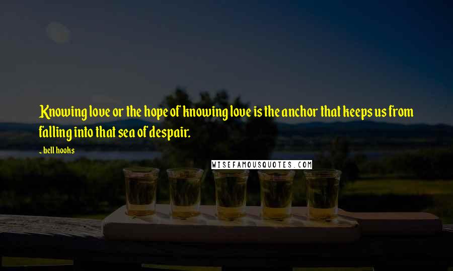 Bell Hooks Quotes: Knowing love or the hope of knowing love is the anchor that keeps us from falling into that sea of despair.