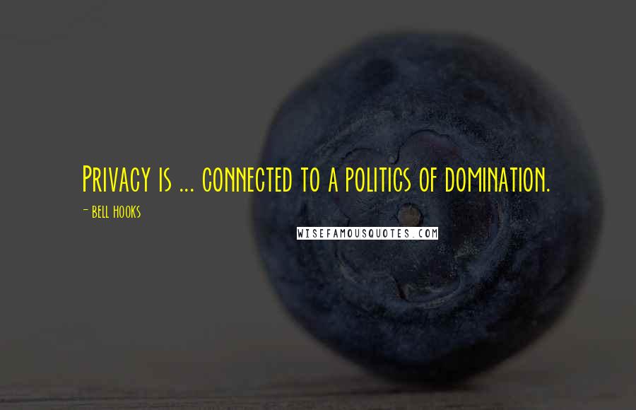 Bell Hooks Quotes: Privacy is ... connected to a politics of domination.