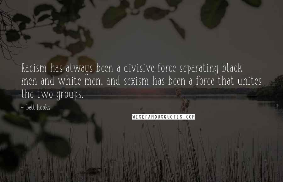 Bell Hooks Quotes: Racism has always been a divisive force separating black men and white men, and sexism has been a force that unites the two groups.