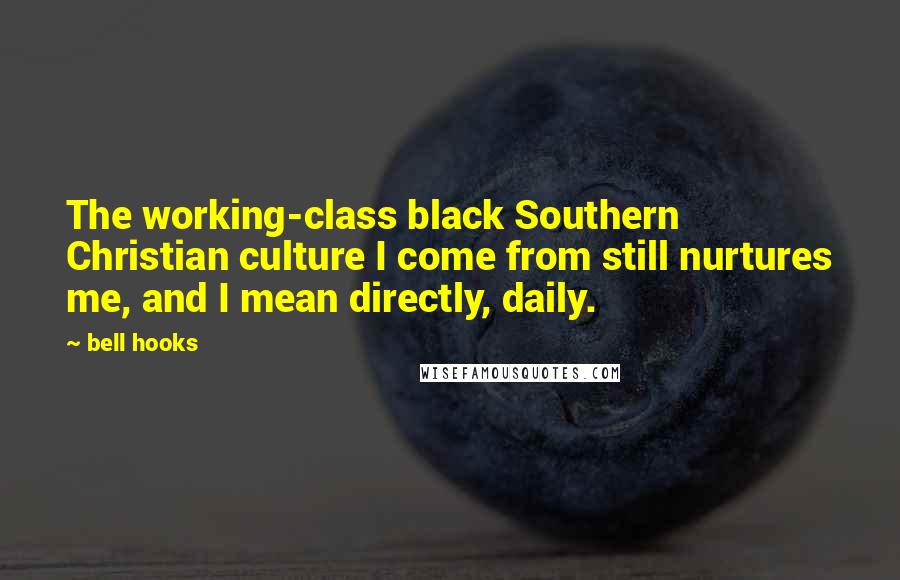 Bell Hooks Quotes: The working-class black Southern Christian culture I come from still nurtures me, and I mean directly, daily.