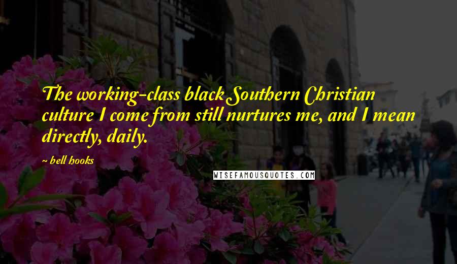 Bell Hooks Quotes: The working-class black Southern Christian culture I come from still nurtures me, and I mean directly, daily.