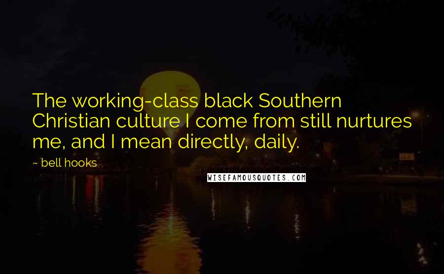 Bell Hooks Quotes: The working-class black Southern Christian culture I come from still nurtures me, and I mean directly, daily.