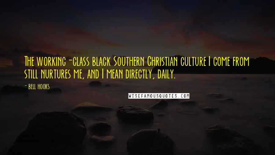 Bell Hooks Quotes: The working-class black Southern Christian culture I come from still nurtures me, and I mean directly, daily.