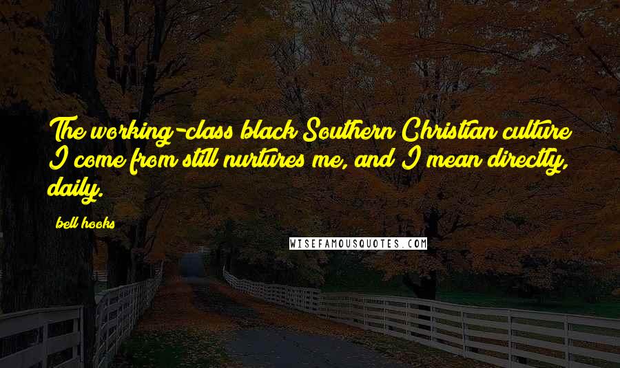 Bell Hooks Quotes: The working-class black Southern Christian culture I come from still nurtures me, and I mean directly, daily.