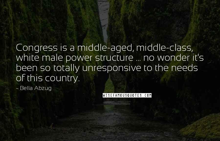 Bella Abzug Quotes: Congress is a middle-aged, middle-class, white male power structure ... no wonder it's been so totally unresponsive to the needs of this country.