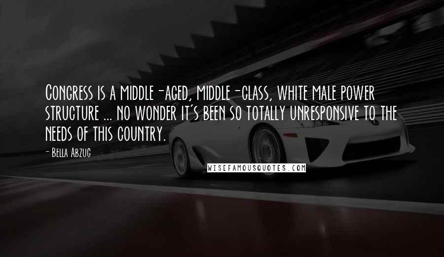 Bella Abzug Quotes: Congress is a middle-aged, middle-class, white male power structure ... no wonder it's been so totally unresponsive to the needs of this country.