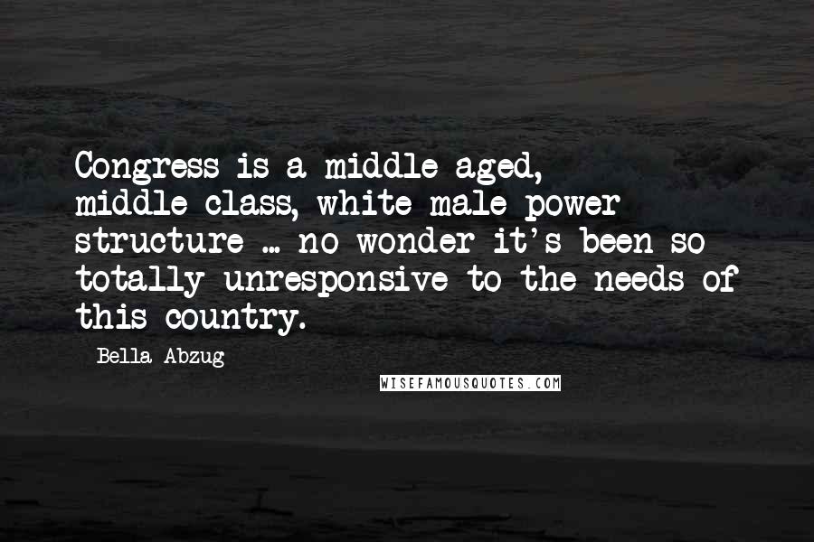 Bella Abzug Quotes: Congress is a middle-aged, middle-class, white male power structure ... no wonder it's been so totally unresponsive to the needs of this country.