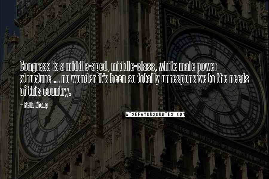 Bella Abzug Quotes: Congress is a middle-aged, middle-class, white male power structure ... no wonder it's been so totally unresponsive to the needs of this country.