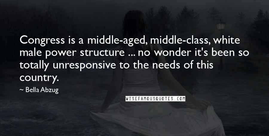 Bella Abzug Quotes: Congress is a middle-aged, middle-class, white male power structure ... no wonder it's been so totally unresponsive to the needs of this country.