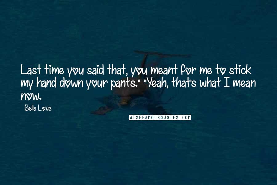 Bella Love Quotes: Last time you said that, you meant for me to stick my hand down your pants." "Yeah, that's what I mean now.