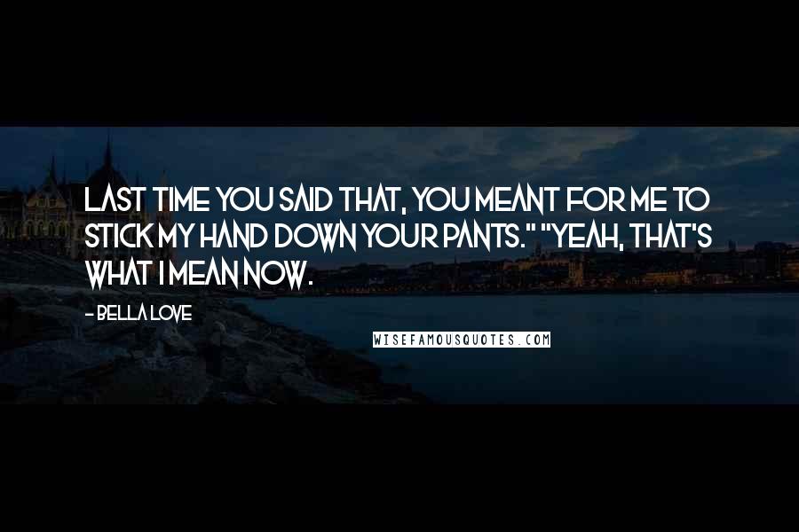 Bella Love Quotes: Last time you said that, you meant for me to stick my hand down your pants." "Yeah, that's what I mean now.