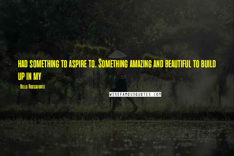 Bella Roccaforte Quotes: had something to aspire to. Something amazing and beautiful to build up in my
