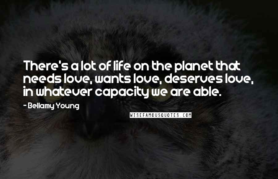 Bellamy Young Quotes: There's a lot of life on the planet that needs love, wants love, deserves love, in whatever capacity we are able.