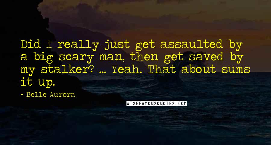 Belle Aurora Quotes: Did I really just get assaulted by a big scary man, then get saved by my stalker? ... Yeah. That about sums it up.