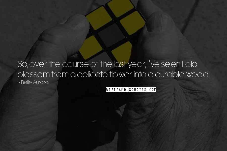 Belle Aurora Quotes: So, over the course of the last year, I've seen Lola blossom from a delicate flower into a durable weed!