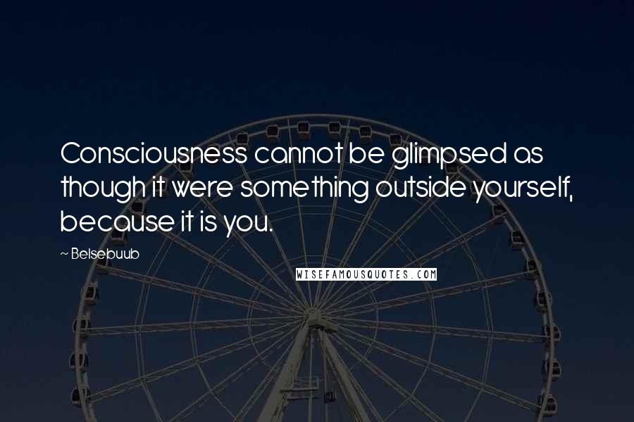 Belsebuub Quotes: Consciousness cannot be glimpsed as though it were something outside yourself, because it is you.