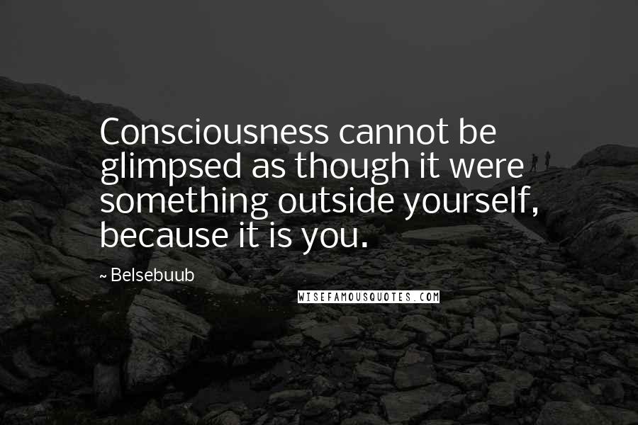 Belsebuub Quotes: Consciousness cannot be glimpsed as though it were something outside yourself, because it is you.