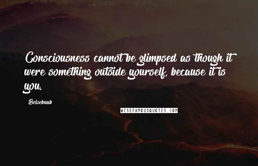 Belsebuub Quotes: Consciousness cannot be glimpsed as though it were something outside yourself, because it is you.