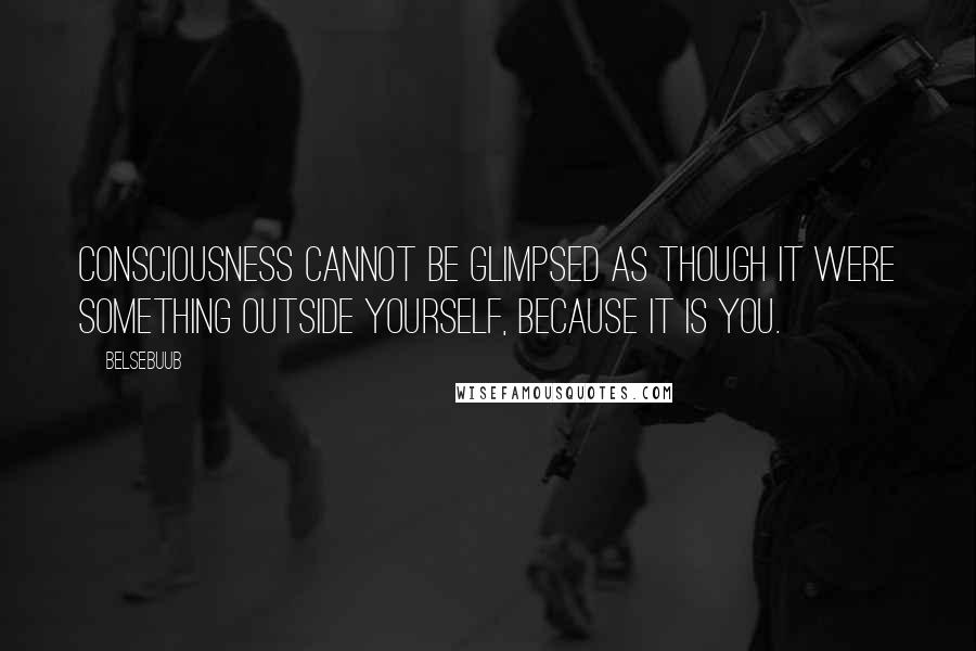 Belsebuub Quotes: Consciousness cannot be glimpsed as though it were something outside yourself, because it is you.