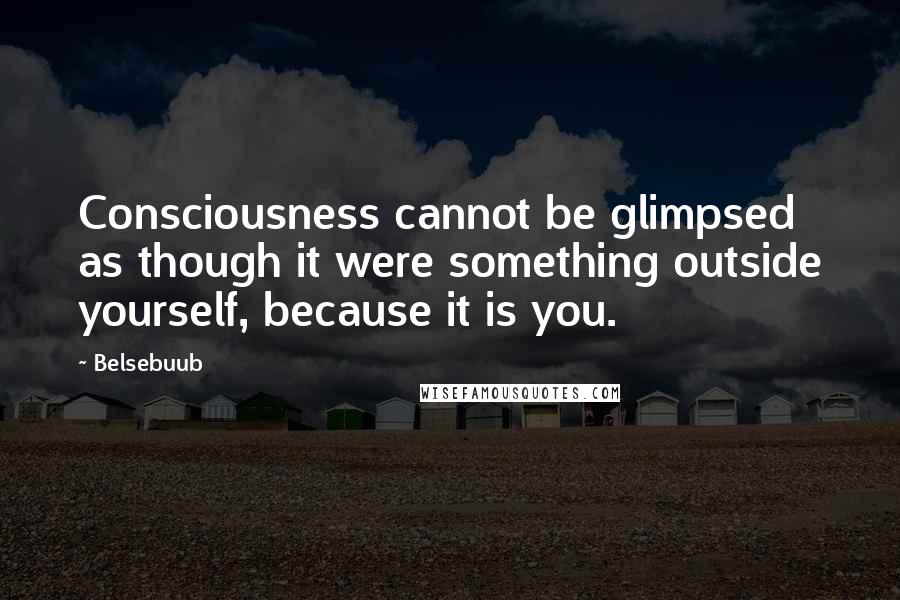 Belsebuub Quotes: Consciousness cannot be glimpsed as though it were something outside yourself, because it is you.