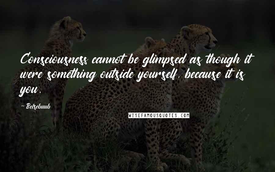 Belsebuub Quotes: Consciousness cannot be glimpsed as though it were something outside yourself, because it is you.