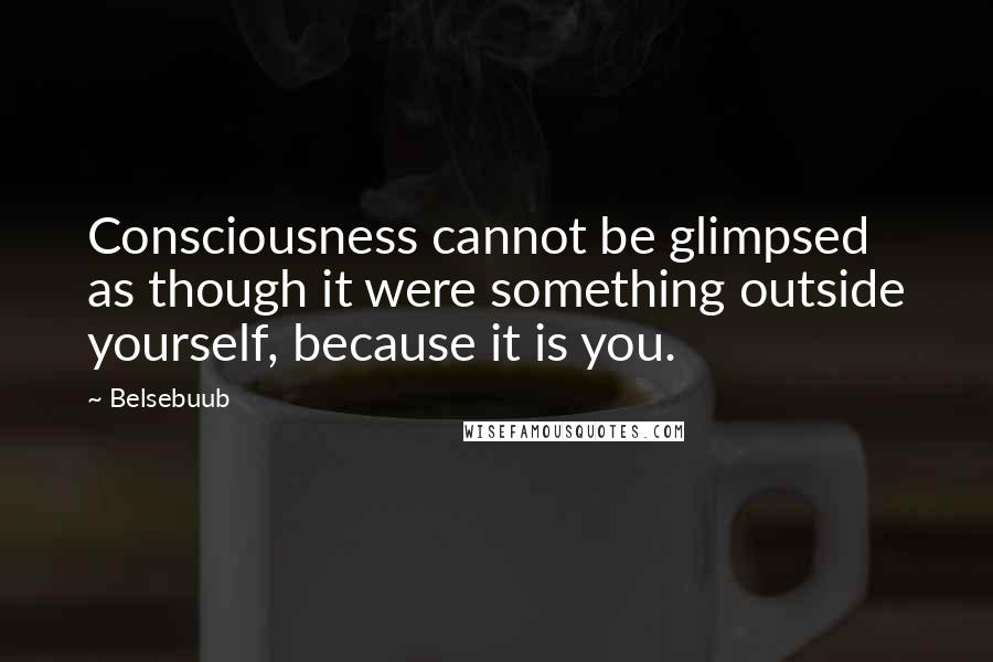 Belsebuub Quotes: Consciousness cannot be glimpsed as though it were something outside yourself, because it is you.