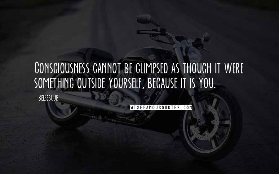 Belsebuub Quotes: Consciousness cannot be glimpsed as though it were something outside yourself, because it is you.