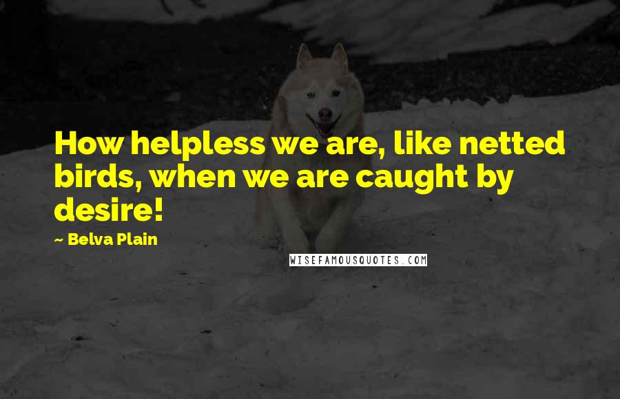 Belva Plain Quotes: How helpless we are, like netted birds, when we are caught by desire!