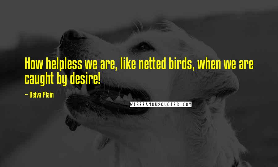 Belva Plain Quotes: How helpless we are, like netted birds, when we are caught by desire!