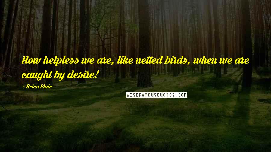 Belva Plain Quotes: How helpless we are, like netted birds, when we are caught by desire!