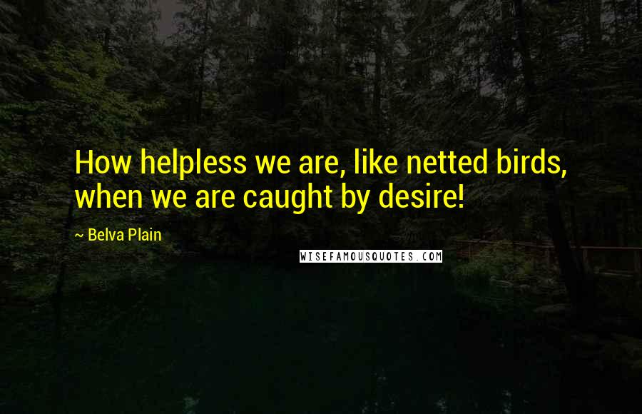 Belva Plain Quotes: How helpless we are, like netted birds, when we are caught by desire!