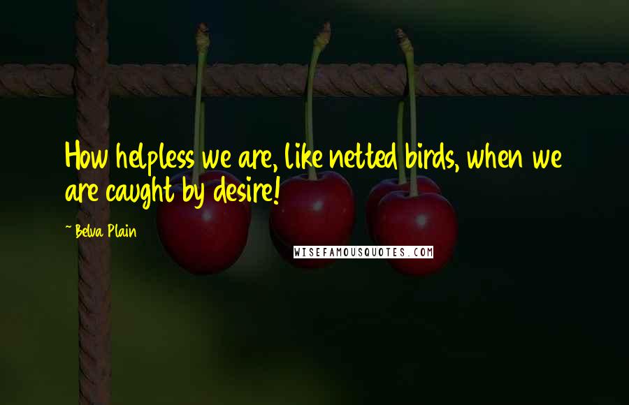 Belva Plain Quotes: How helpless we are, like netted birds, when we are caught by desire!